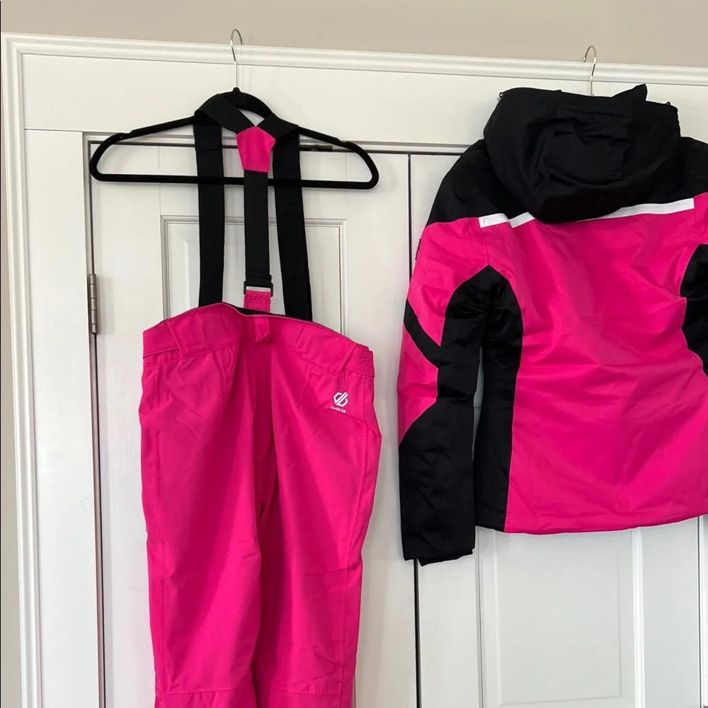 NWT Ski set Bold Pink and Black Ski Jacket and Pants Set and gaitor - Picture 8 of 12